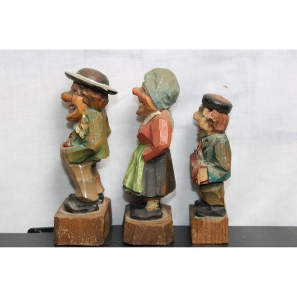 Three Swiss Wood Figurines with Unique Style Home Decor - Picture 2 of 5